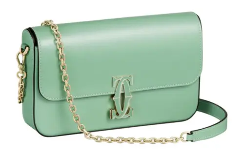CARTIER Calfskin Crossbody Bag, Shoulder Bag Regular Women's Sage Green