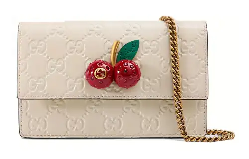GUCCI Leather Shoulder Bag, Crossbody Bag Mini Women's White