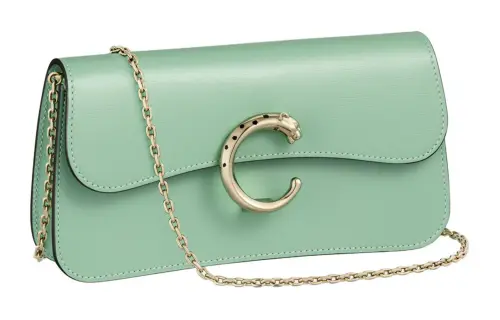 CARTIER Panthère De Cartier Calfskin Crossbody Bag, Shoulder Bag Mini Women's Sage Green