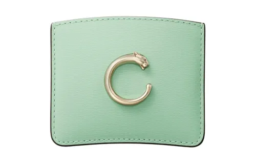 CARTIER Panthère De Cartier Calfskin Card Holder Women's Almond Green