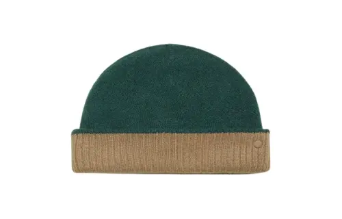 HERMES Cashmere, Rubber Beanies Men's Green, Beige