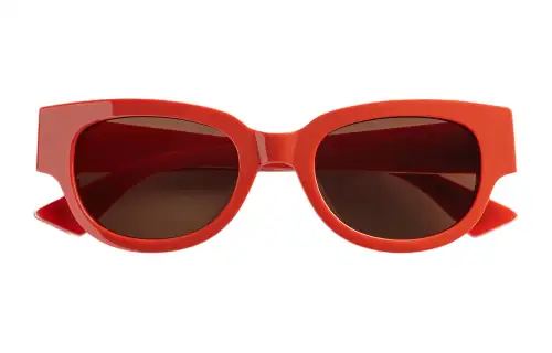 Bottega Veneta Injection Molded Acetate Metal Oval Sunglasses Women's Red