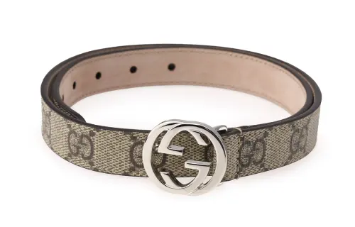 GUCCI Interlocking G Canvas Belts Kids' Beige/Ebony Width 2cm
