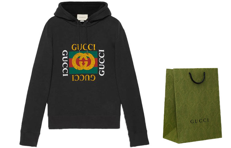 Мужское худи Gucci Logo Print (черное) — фото 3