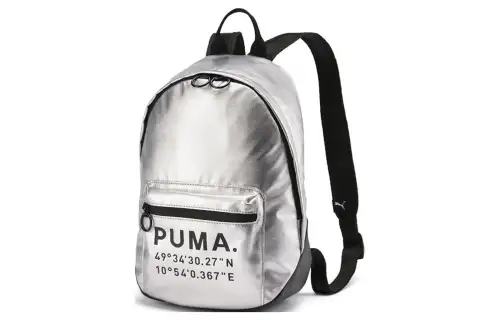 PUMA Athleisure Artificial Leather Backpack Regular Unisex Silver