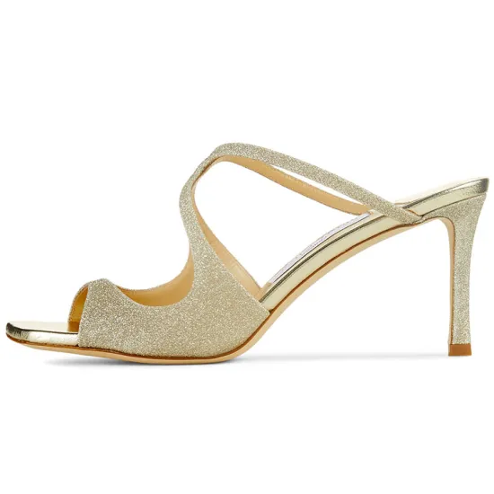 Jimmy Choo Anise Slide Slippers Women's White Gold