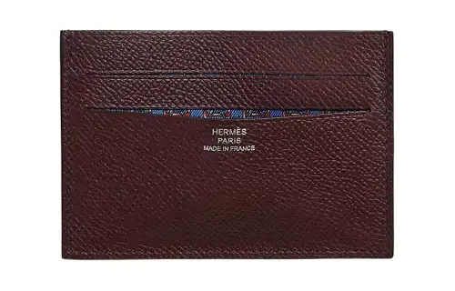 HERMES Citizen Twill Epsom Leather Card Holder Men's Ciel Red & French Blue & Sapphires
