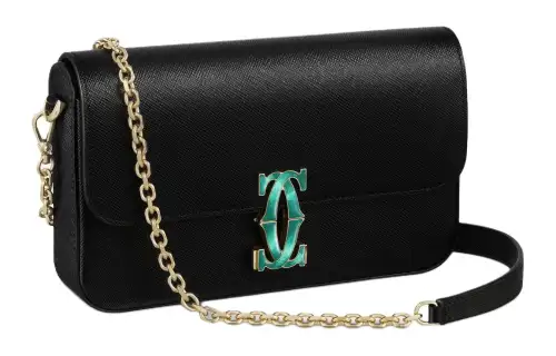CARTIER Metal Calfskin Crossbody Bag, Shoulder Bag Mini Women's Black