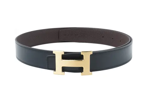 HERMES H Belt Buckle Calfskin Leather Belts Women's Width 3.2cm