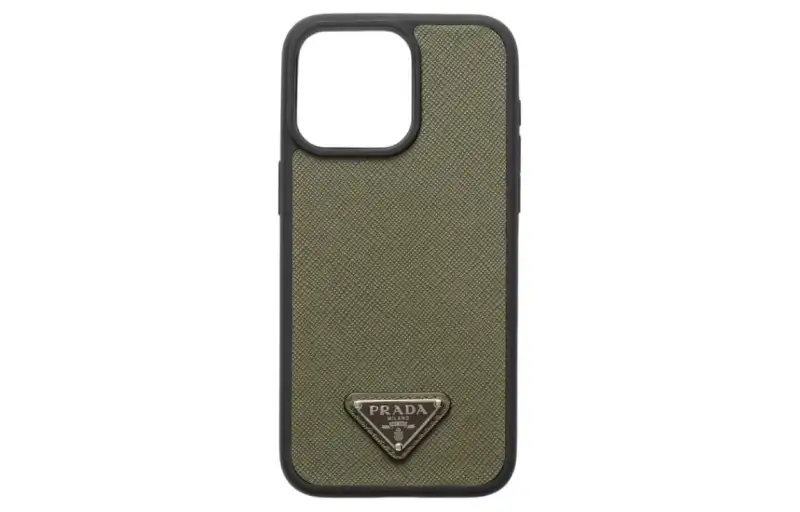 PRADA Saffiano Leather IPhone 15 Pro Max Protective Cover Bag Accessory Men's Green