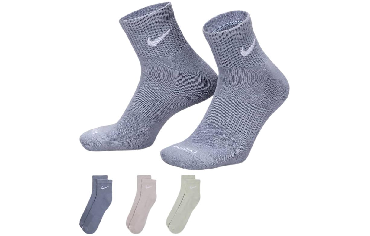Nike Crew Socks Unisex 3 Pack Gray Slate Blue
