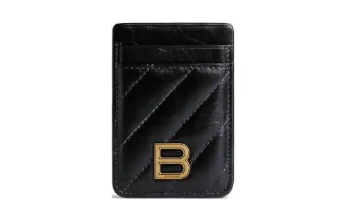 Balenciaga Crush Calfskin Card Holder Women's Black