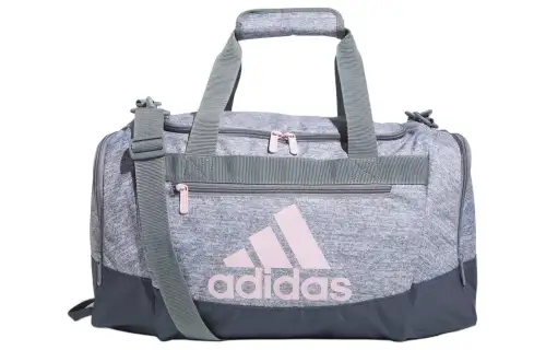 Adidas Polyester Portable Gym Bag Small Unisex Gray Spelled With Transparent Pink