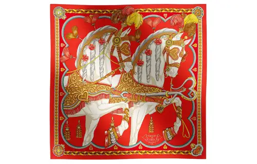 HERMES Silk Scarves Women's Orange