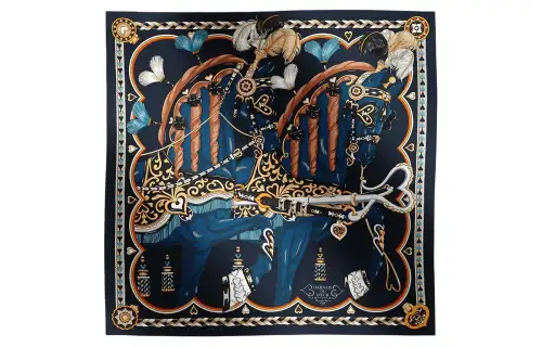 HERMES Sweet's Saddle Equipment Scarves Women's Black