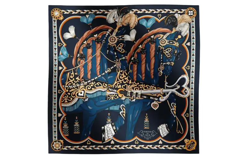 HERMES Sweet's Saddle Equipment Scarves Women's Black