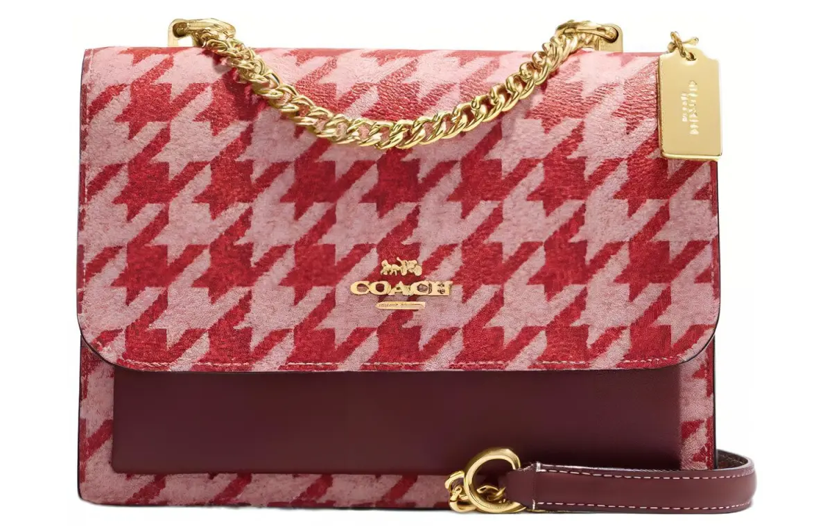 COACH Klare Leather Square Bag Handbag, Shoulder Bag Women's Red