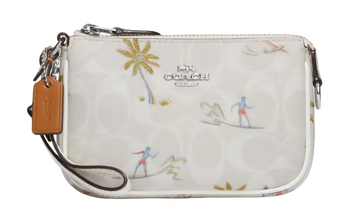 COACH Nolita Leather Pochette Storage Bag Clutch Mini Women's White