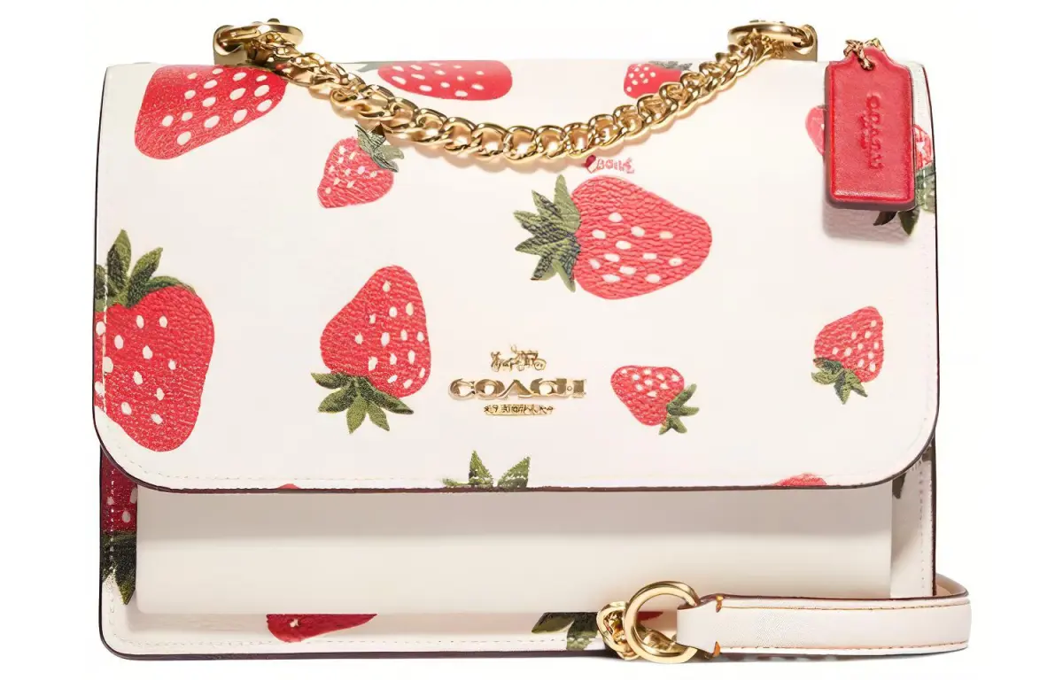 COACH Klare Leather Trunk Bag, Shoulder Bag, Crossbody Bag Small Women's White & Red