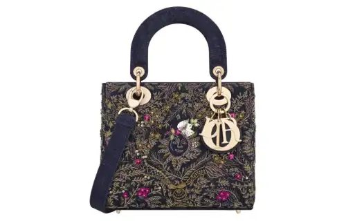 DIOR Lady Dior Denim Handbag, Portable Crossbody Bag, Shoulder Bag Small Women's Multicolor