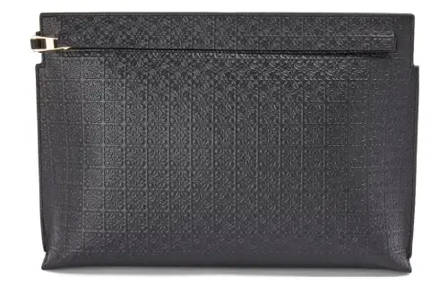LOEWE Embossed Silk Calfskin Clutch Small Men's Black
