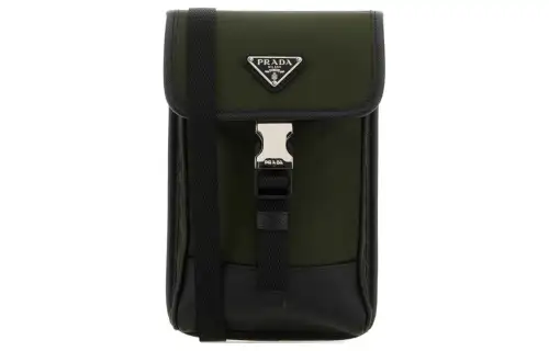 PRADA Leather With Recycled Nylon Crossbody Bag, Shoulder Bag Men's Olive Green
