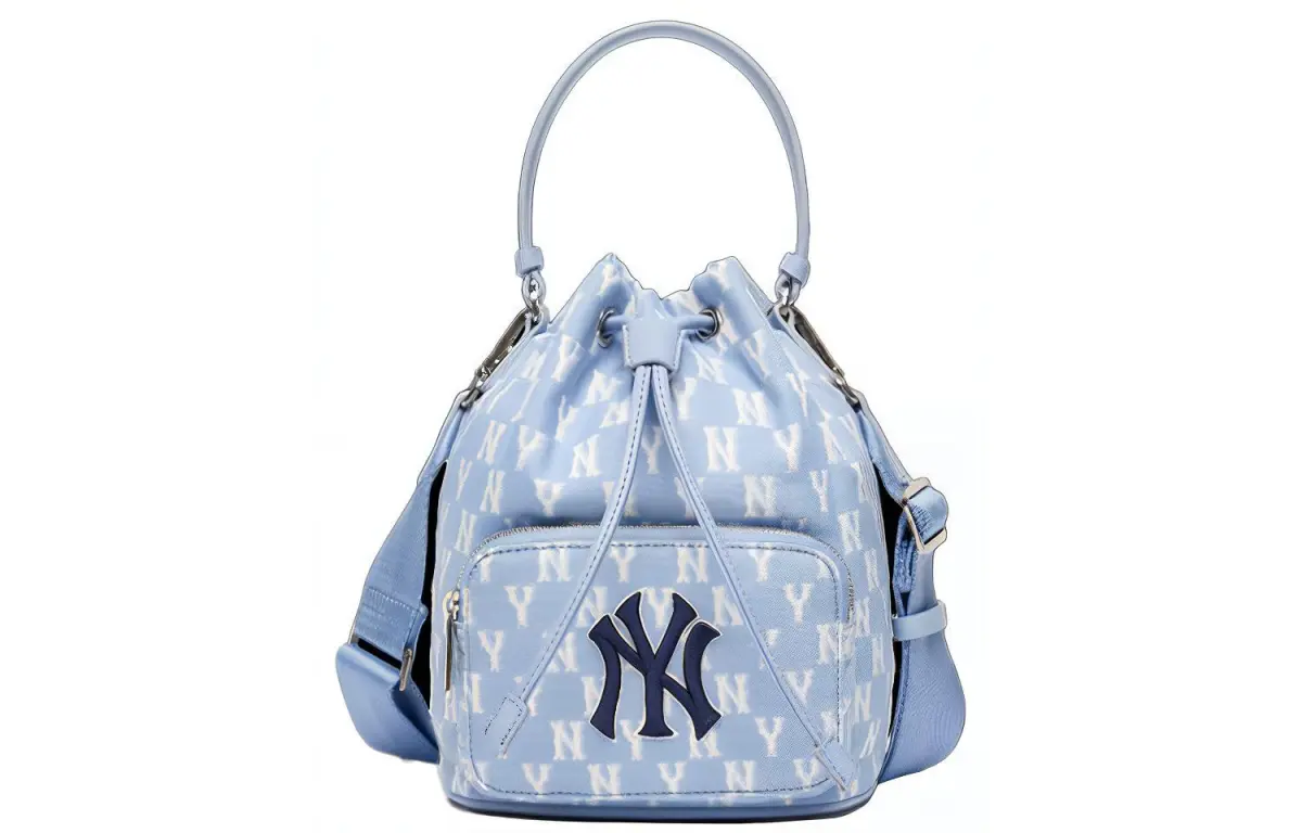 MLB Monogram Polyester Bucket Bag, Handbag, Shoulder Bag, Crossbody Bag Regular Women's Blue