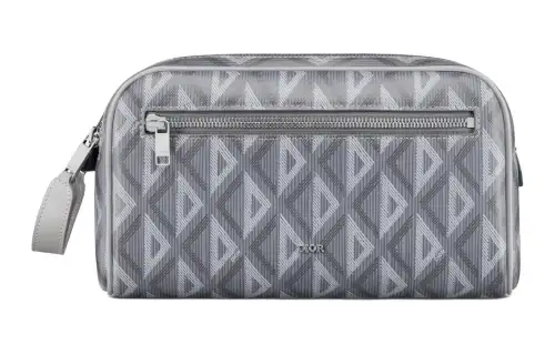 DIOR Canvas With Calfskin Toiletry Bag Men's Gray