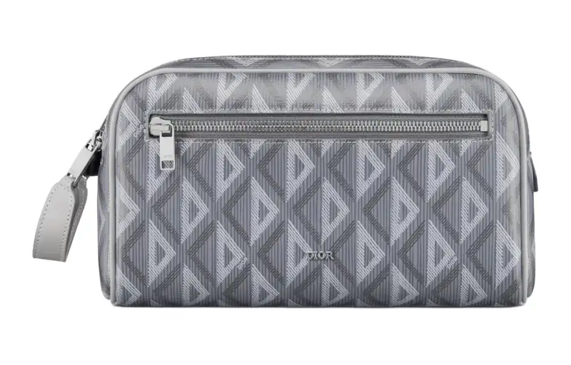 DIOR Canvas With Calfskin Toiletry Bag Men's Gray