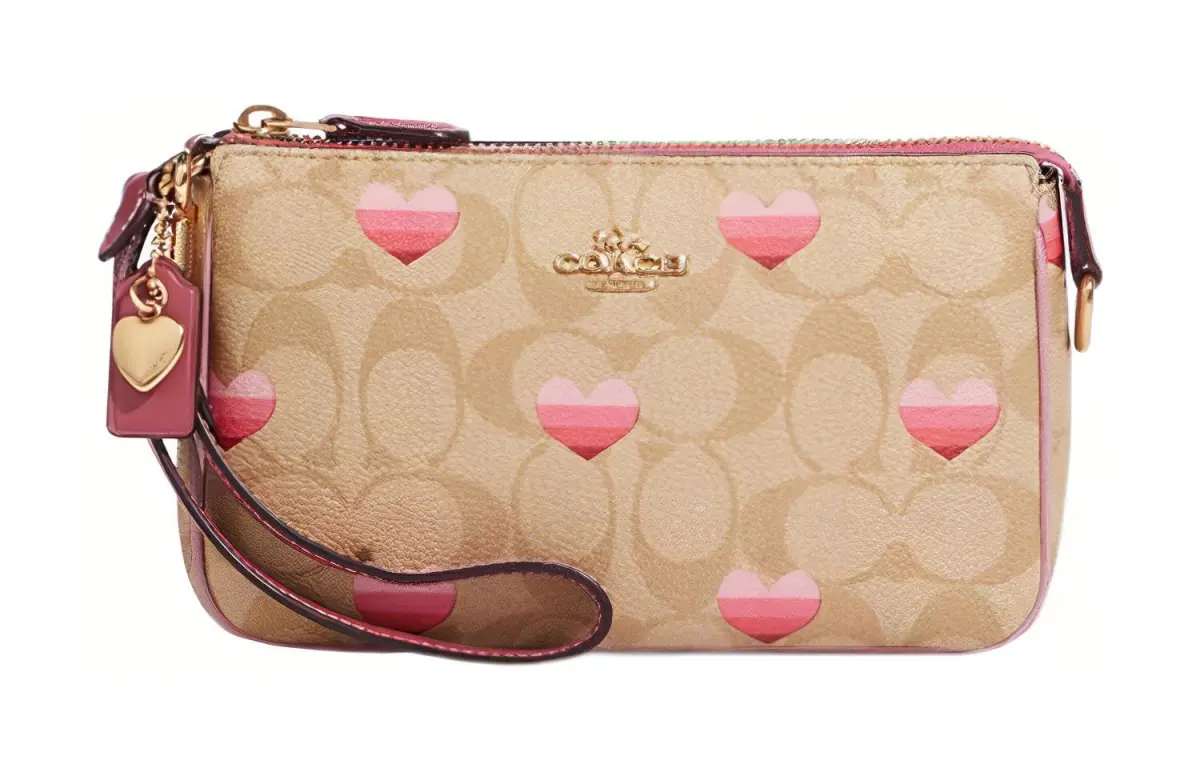 COACH Nolita Artificial Leather Pochette, Shoulder Bag, Clutch Small Women's Brown & Pink