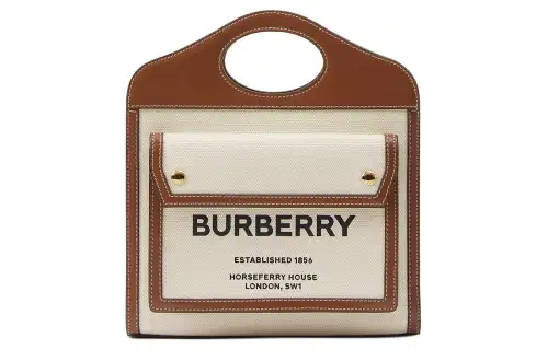 Burberry Cotton Blend Polyurethane Shoulder Bag, Crossbody Bag, Handbag Mini Women's Natural & Malt Brown