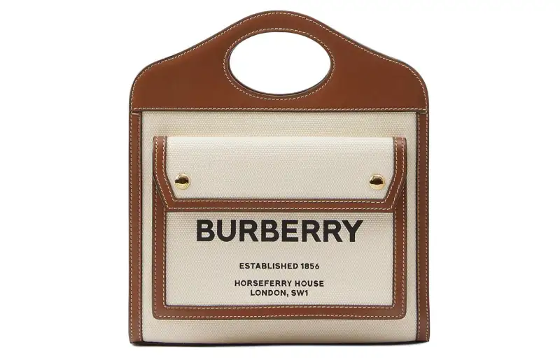 Burberry Cotton Blend Polyurethane Shoulder Bag, Crossbody Bag, Handbag Mini Women's Natural & Malt Brown