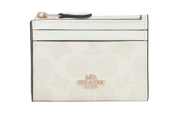 COACH Skinny Id Case Leather Patchwork With PVC Key Pouch Card Holder Mini Women's Glacier White