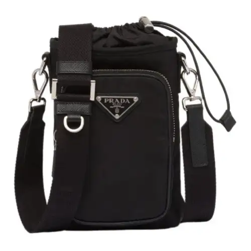 PRADA Re Nylon Fabric Crossbody Cell Phone Pouch Men's Black