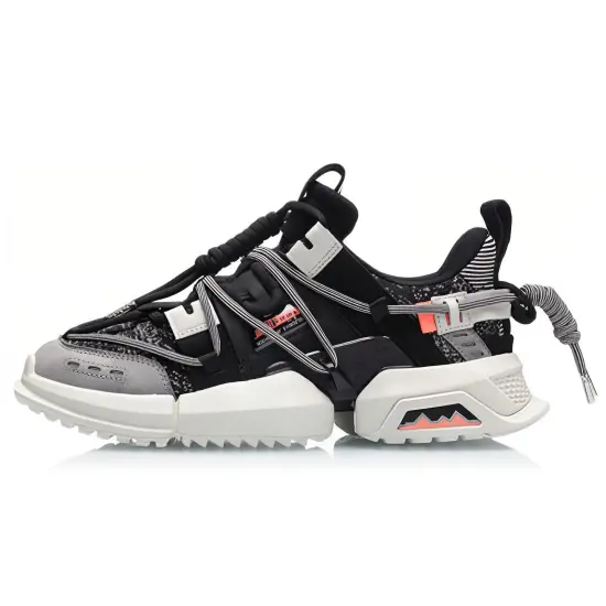 LiNing Chunky Sneakers Women's Low-Top Black White