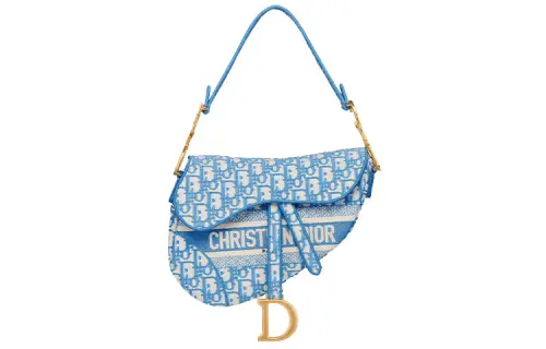 DIOR Saddle Canvas Bag, Saddle Bag, One Shoulder Handbag Women's Cornflower Blue & Carolina Blue