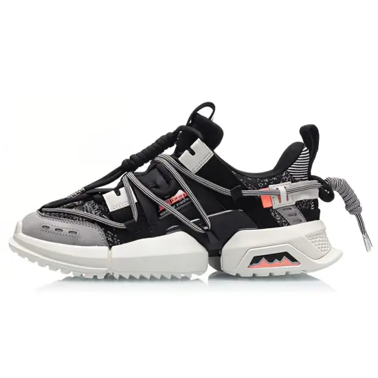 LiNing Chunky Sneakers Men Low-Top Black White