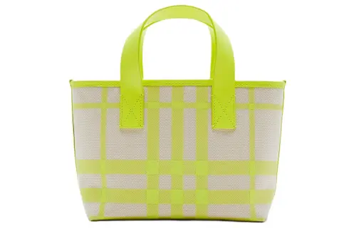 Burberry Cotton With Leather Detail Tote Bag, Shopping Bag Women's Lemon