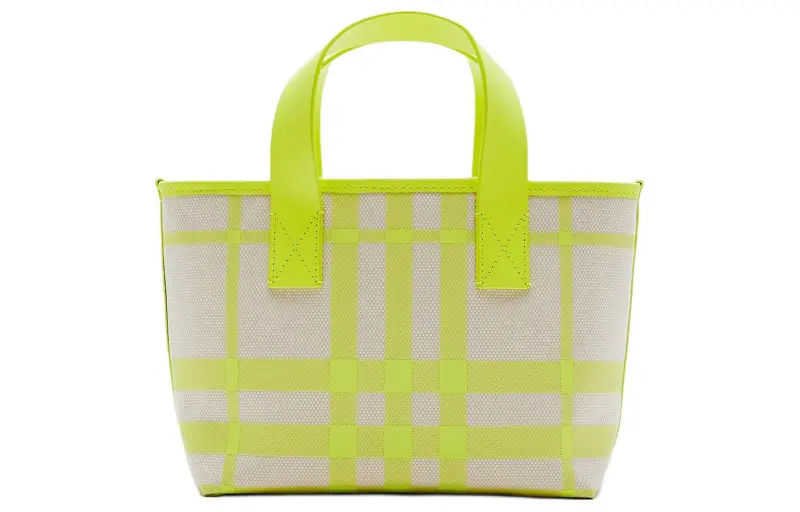 Burberry Cotton With Leather Detail Tote Bag, Shopping Bag Women's Lemon