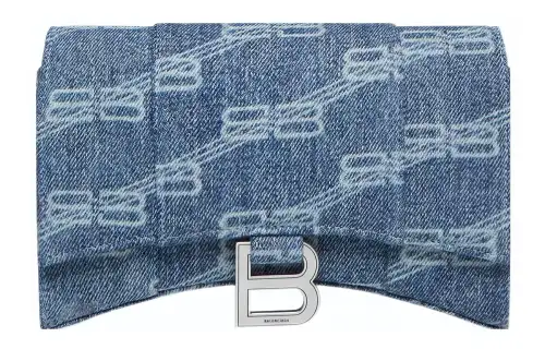 Balenciaga Hourglass Cotton Shoulder Bag, Crossbody Bag Women's Blue