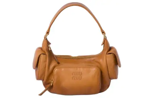 MIU MIU Soft Sheep Leather Hobo Bag, Shoulder Bag, Handbag Women's Honey
