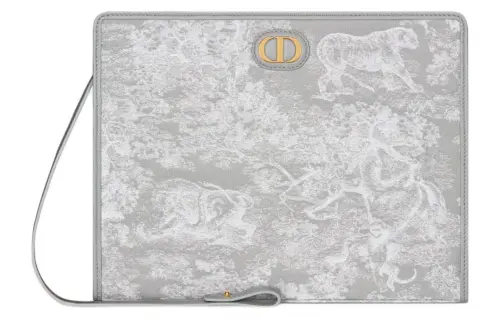 DIOR 30 Montaigne Toile De Jouy Reverse Jacquard Clutch Medium Women's Gray