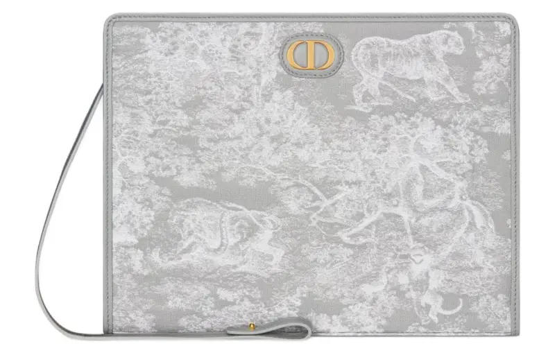 DIOR 30 Montaigne Toile De Jouy Reverse Jacquard Clutch Medium Women's Gray