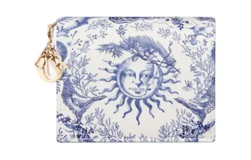 DIOR Lady Dior Calfskin Wallet Mini Women's Blue