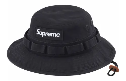 Supreme 100% Cotton Canvas Bucket Hats Unisex Black