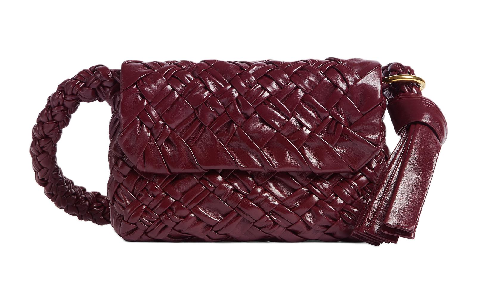 Bottega Veneta Kalimero Cow Leather Handbag, Shoulder Bag Women's Barolo Burgundy