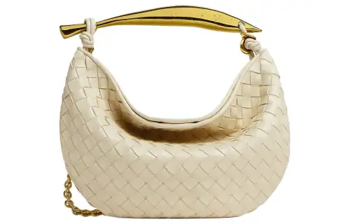 Bottega Veneta Sardine Sheepskin One Shoulder Handbag Small Women's Light Beige