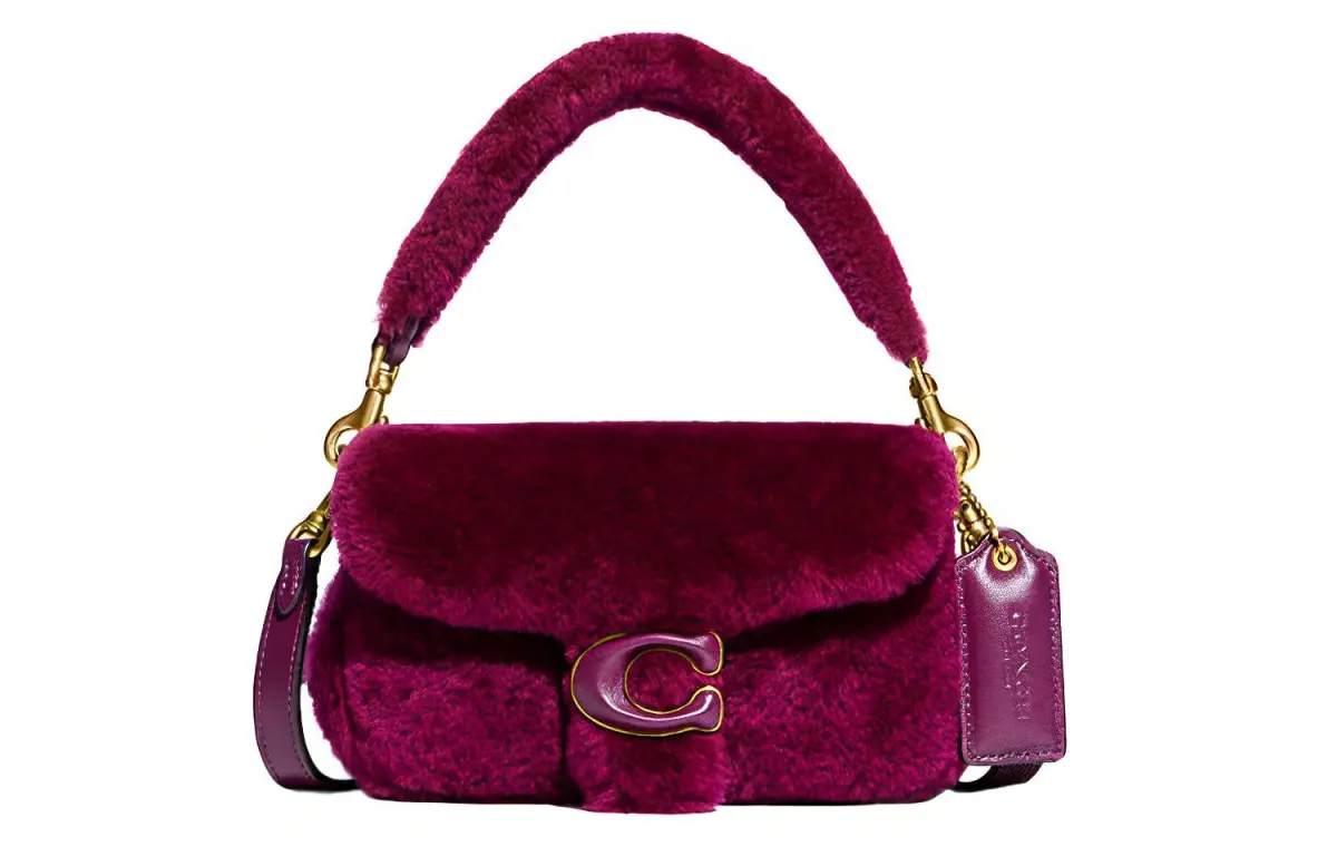 COACH Pillow Shearling Portable Crossbody Bag, Shoulder Bag Small Women's Purple