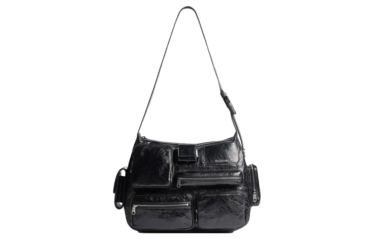 Balenciaga Superbusy Arena Lambskin Messenger Bag, Handbag, Shoulder Bag Men's Black