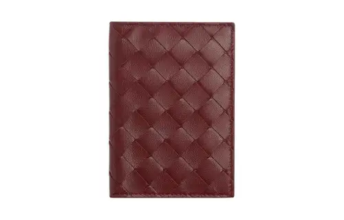 Bottega Veneta Intrecciato Lambskin Passport Holder Women's Cherry